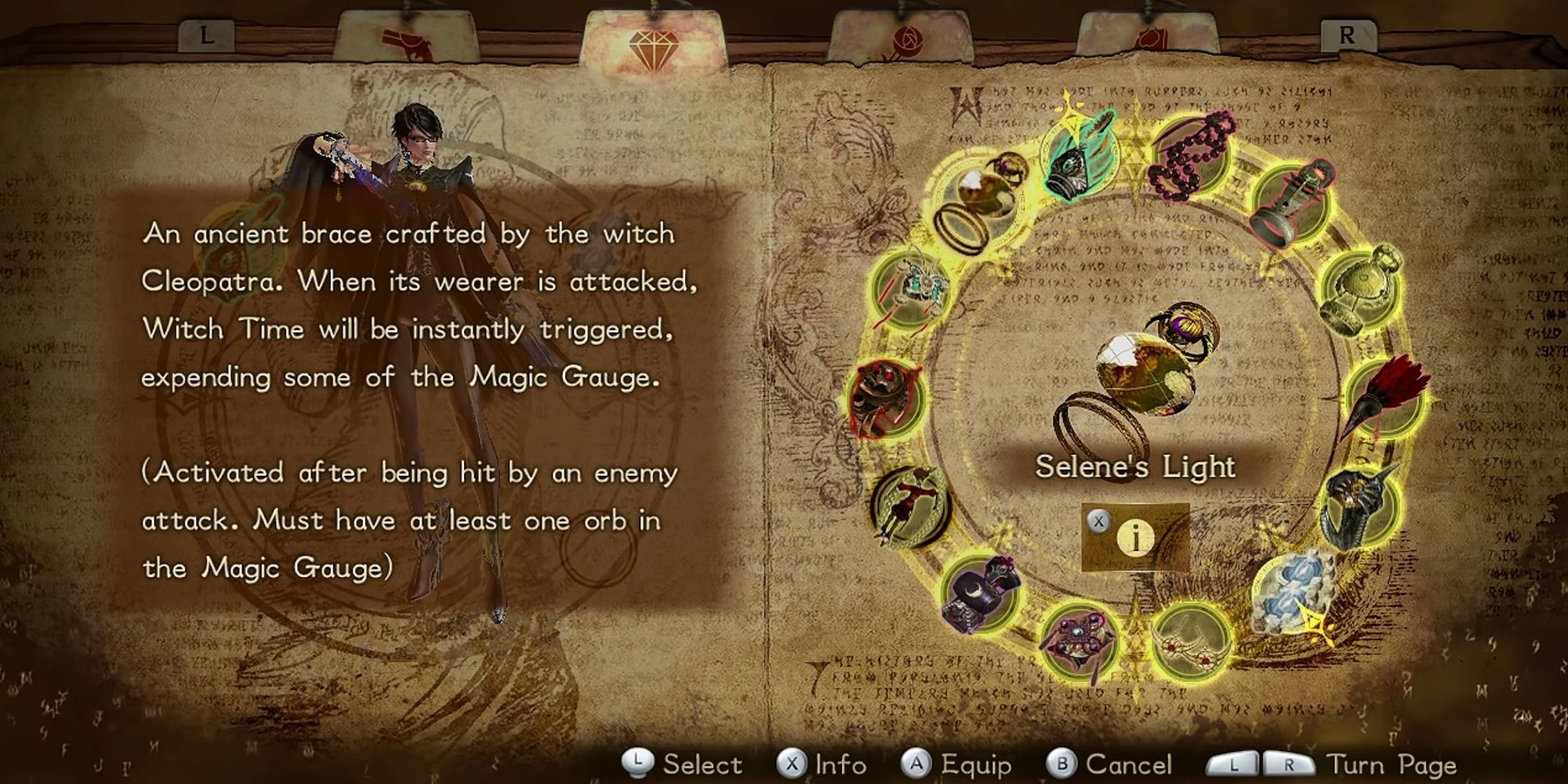Selene's Light accessory in Bayonetta 2