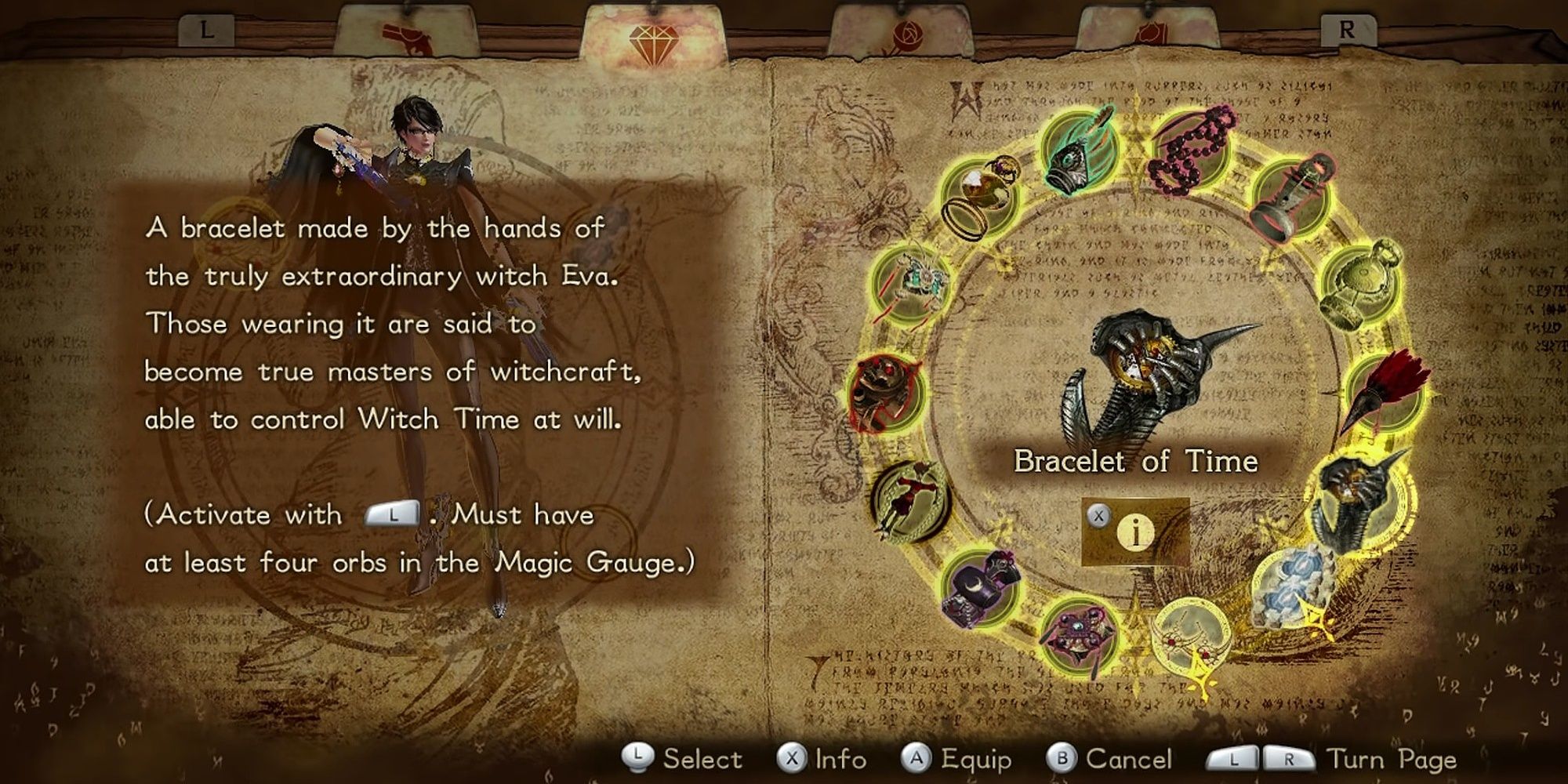 Bracelet of Time accessory in Bayonetta 2