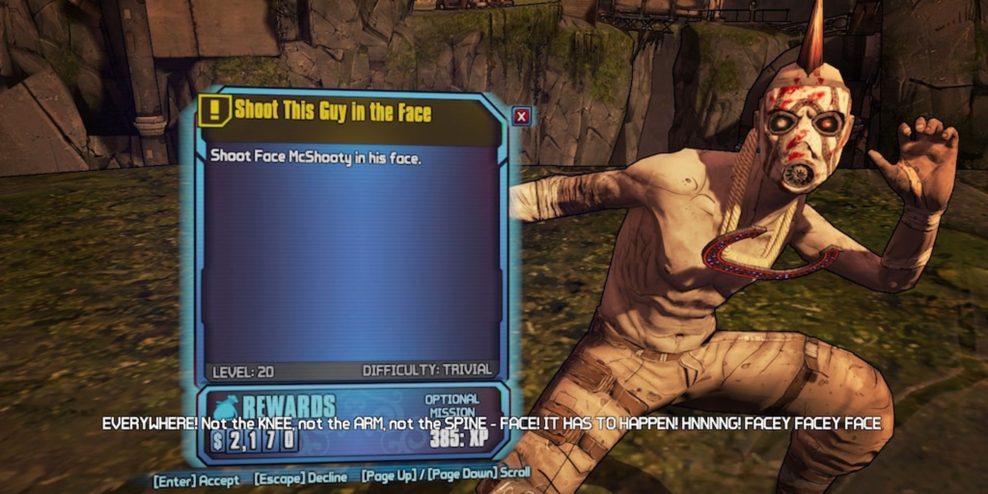 Borderlands 2 Shoot This Guy In The Face side mission official game screenshot face mcshooty
