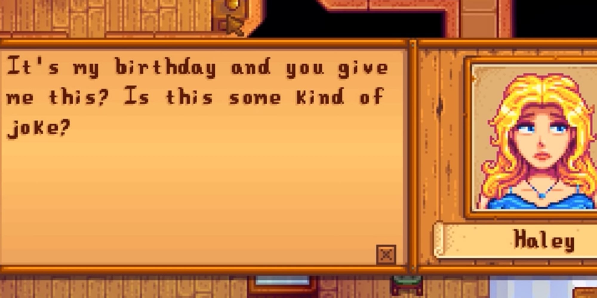 Stardew Valley - Offending Haley with a Prismatic Shard gift 