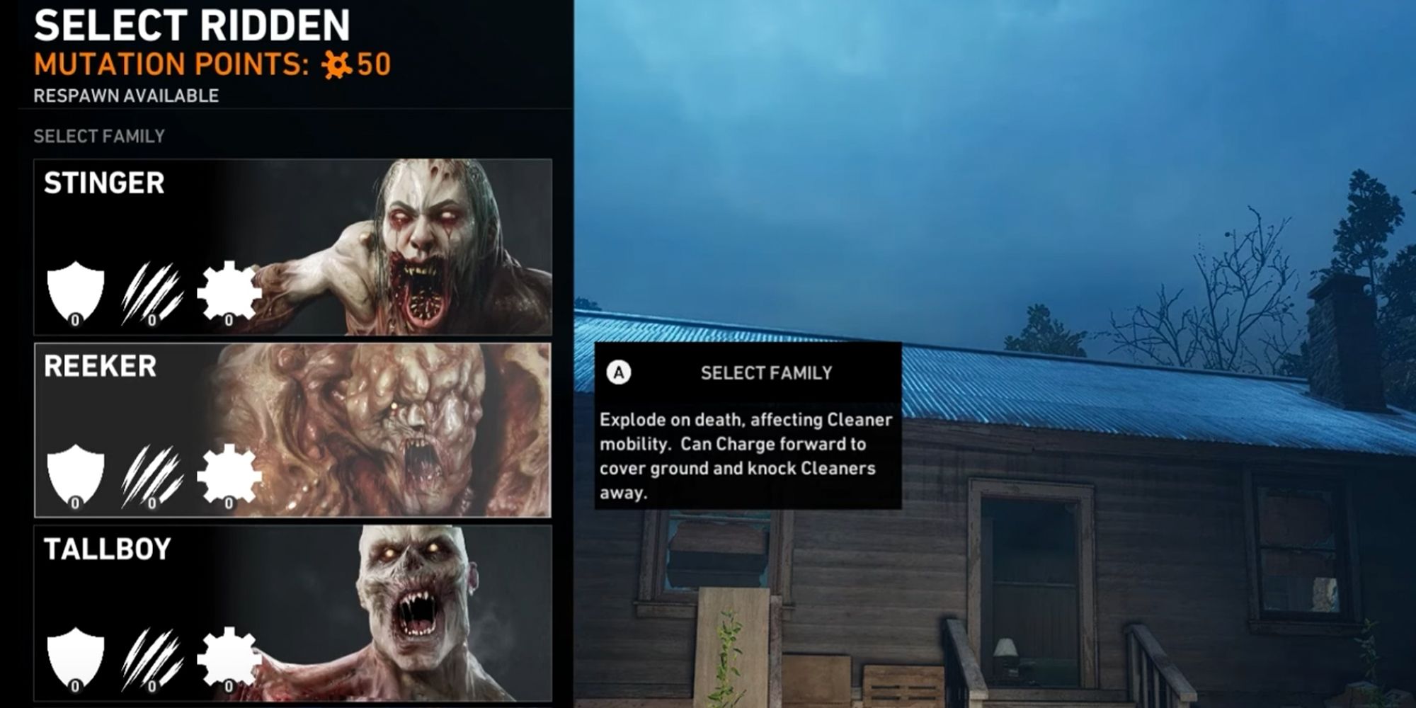 Back 4 Blood. Swarm mode ridden selection screen.