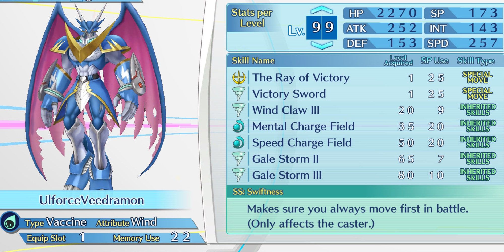 Digimon Story Cyber Sleuth: UlforceVeedramon Stats