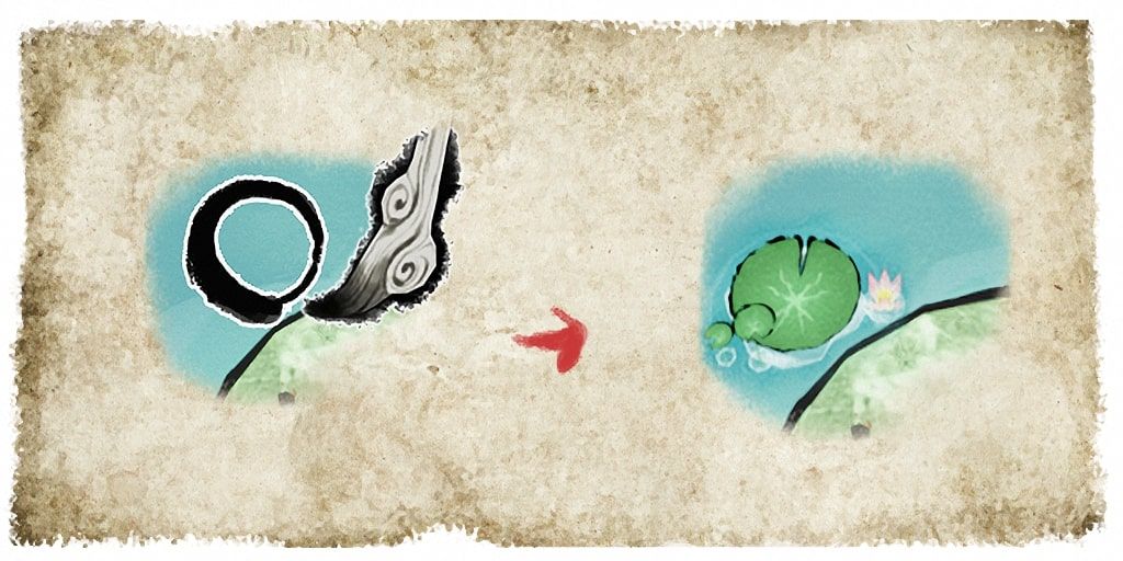 Scroll depicting the use of the water lily technique