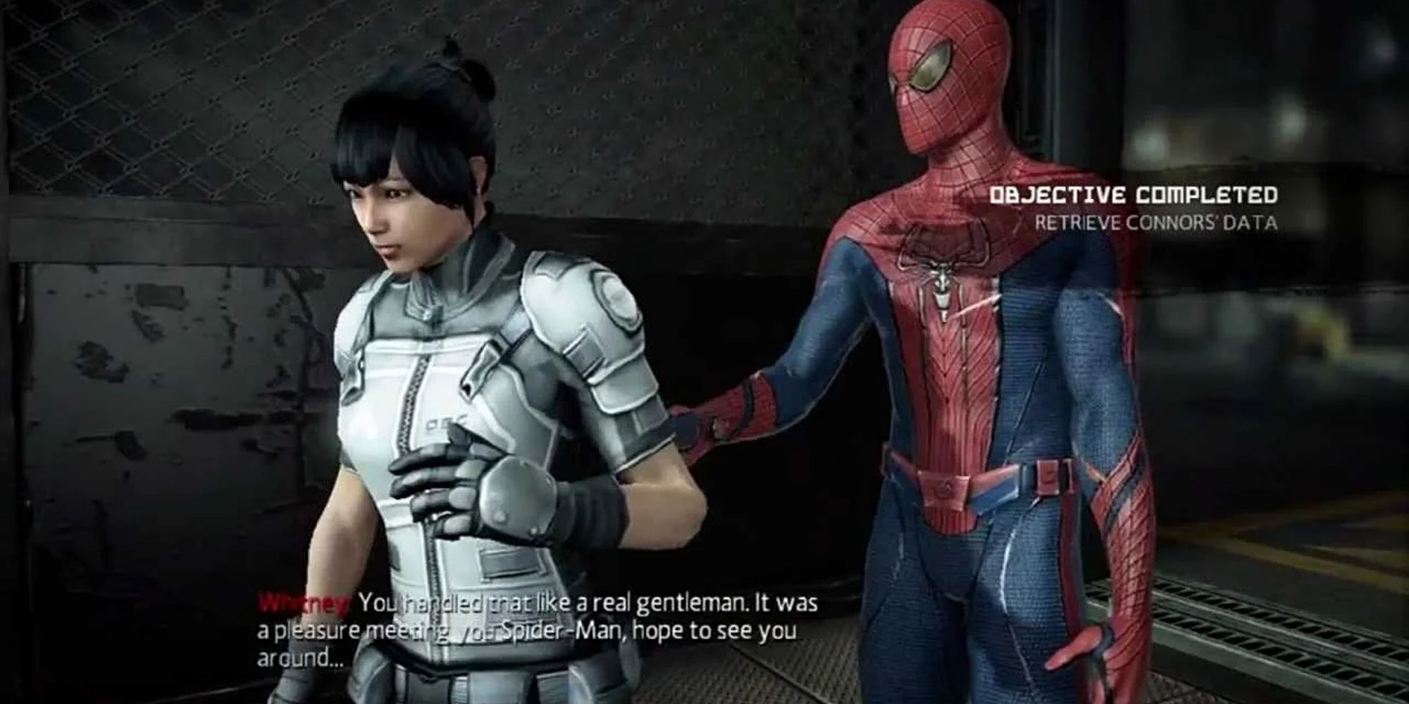 Whitney Chang and Spiderman in The Amazing Spider-Man game