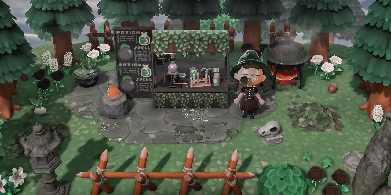 Animal Crossing Villager Dressed As Witch At Custom Potions Shop