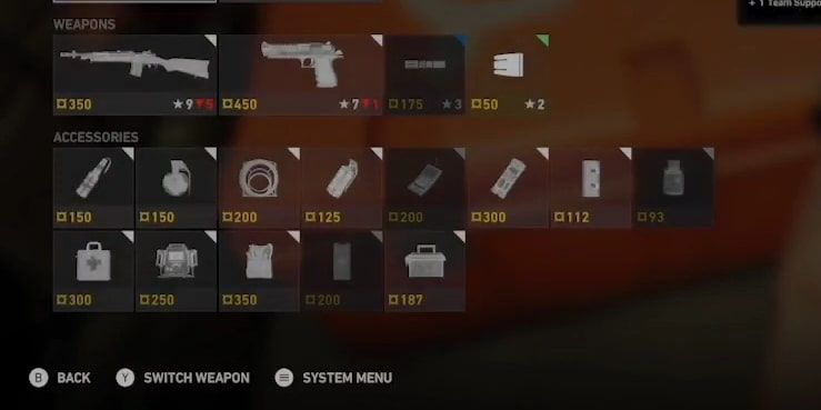 Vendor menu in Back 4 Blood