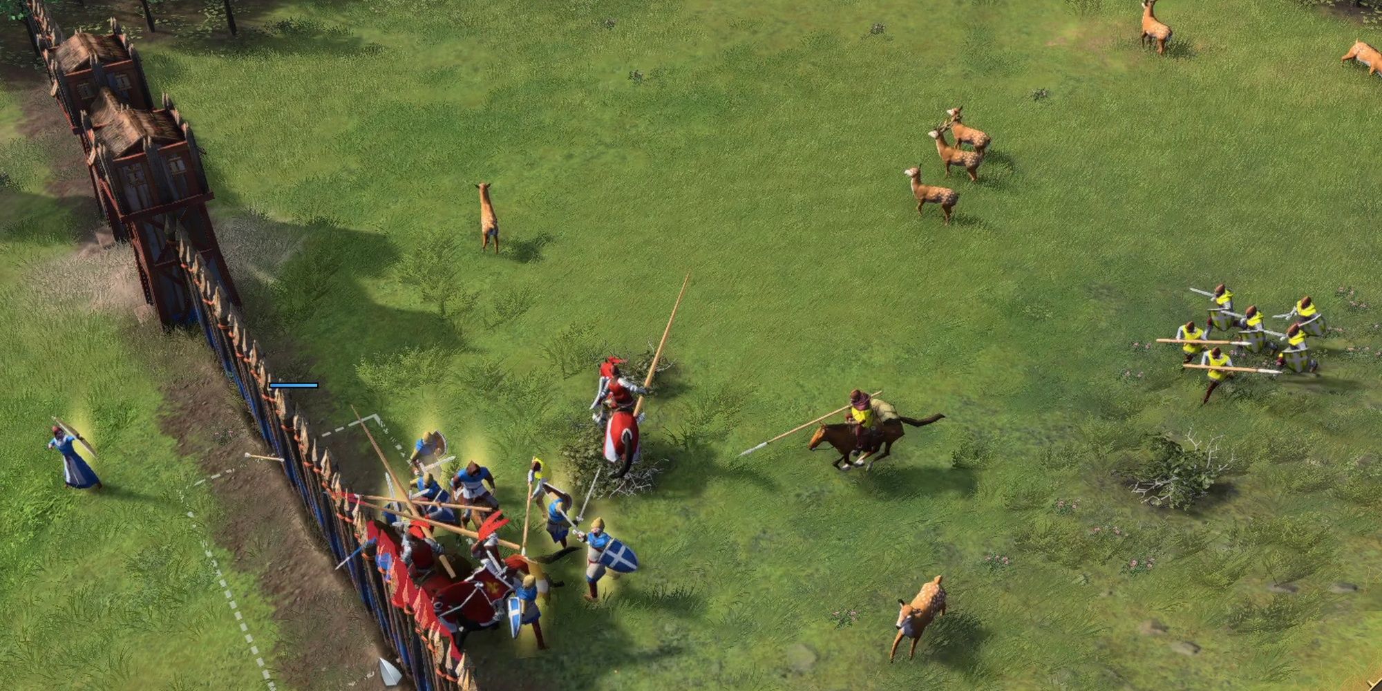 Age Of Empires IV: Different Coloured Factions Fighting Each Other