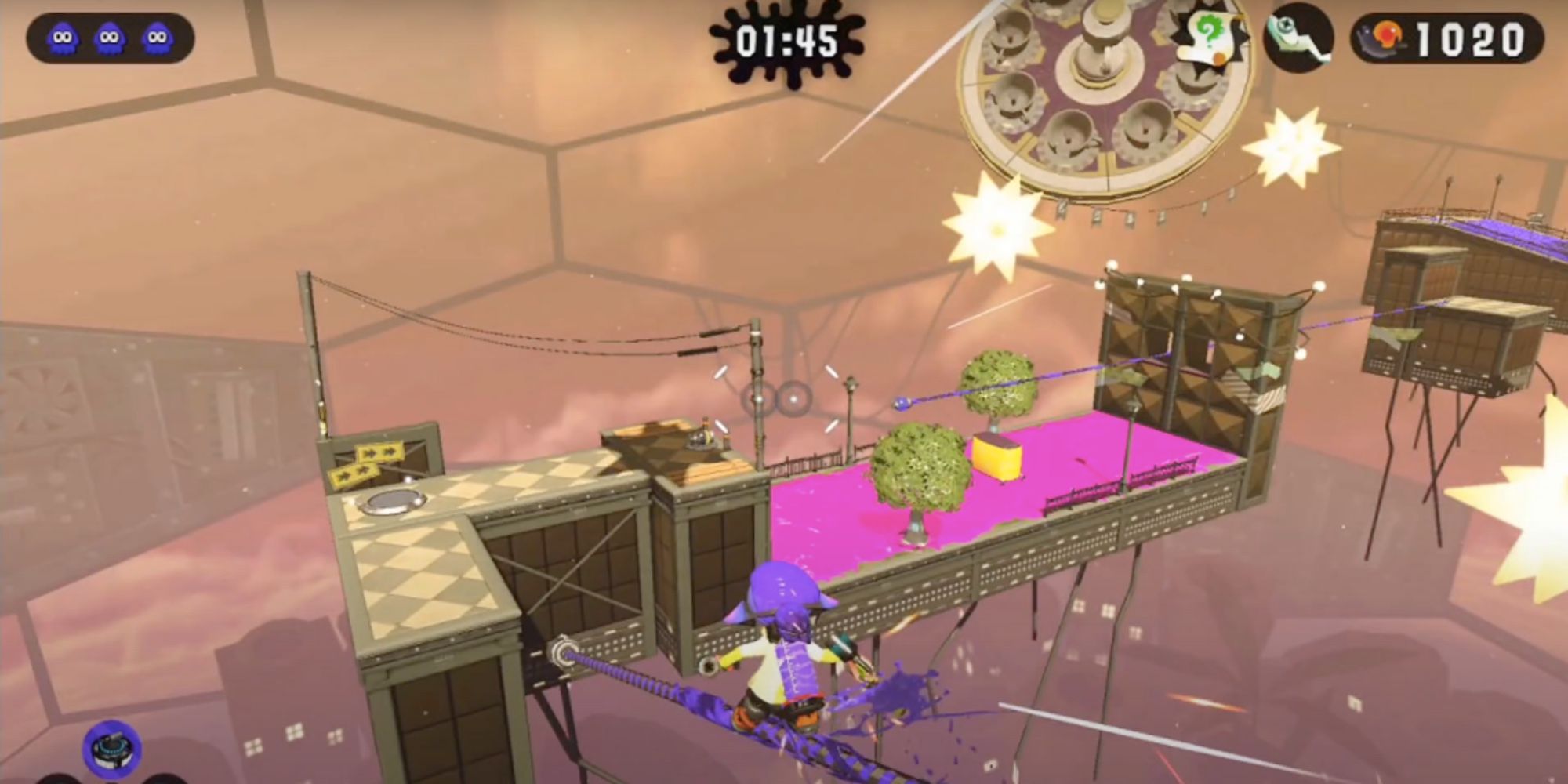 character with purple paint on them in splatoon