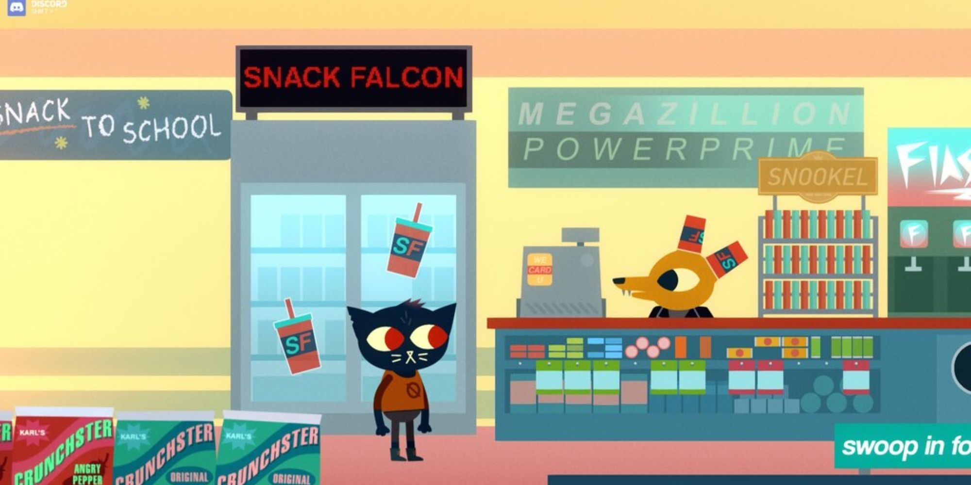 Night in the woods cups quote official video game screenshot Mae Gregg snack falcon