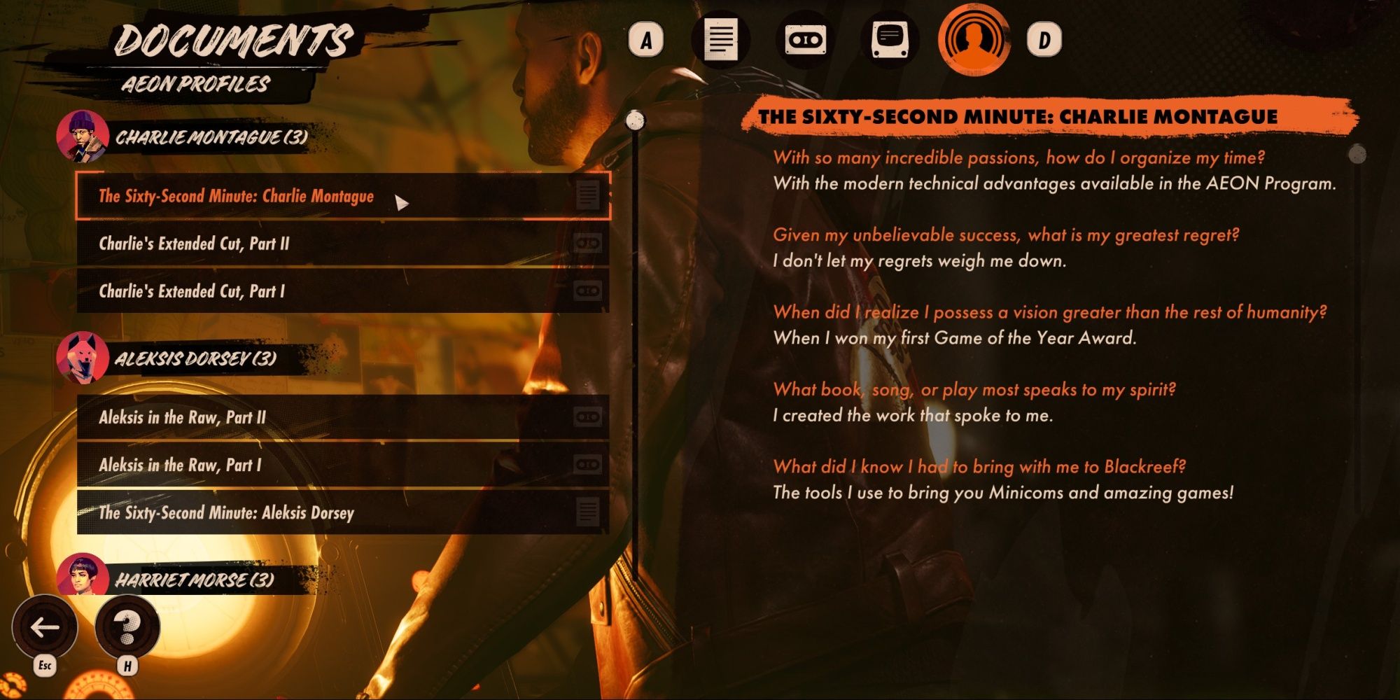 Deathloop AEON Profiles Visionary lore Sixty Second Minute