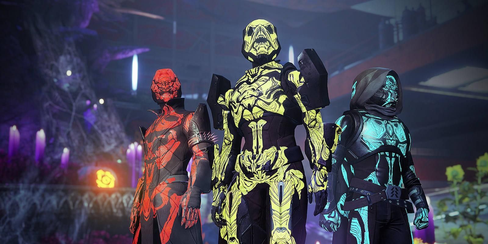 Three characters in painted armor.