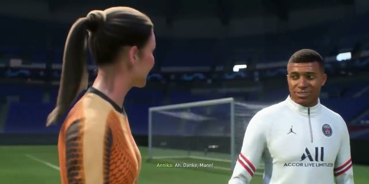 A screenshot from the intro of FIFA 22