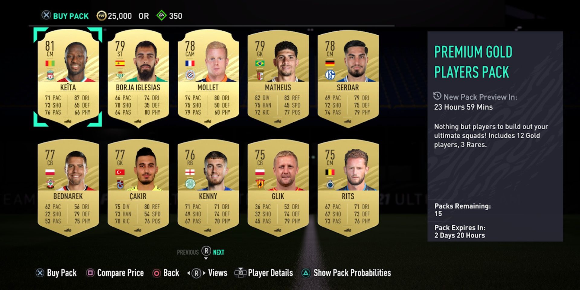 A preview pack in FIFA 22