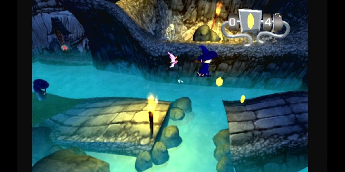 Witch jumping over bridge.