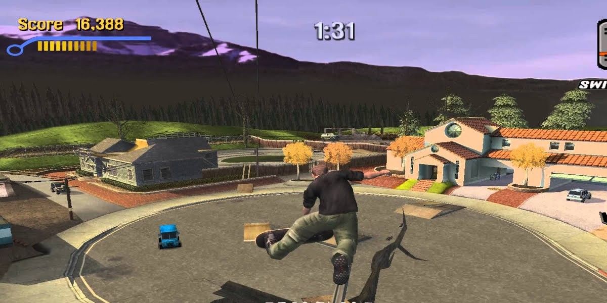 Figure mid-skateboard trick. 