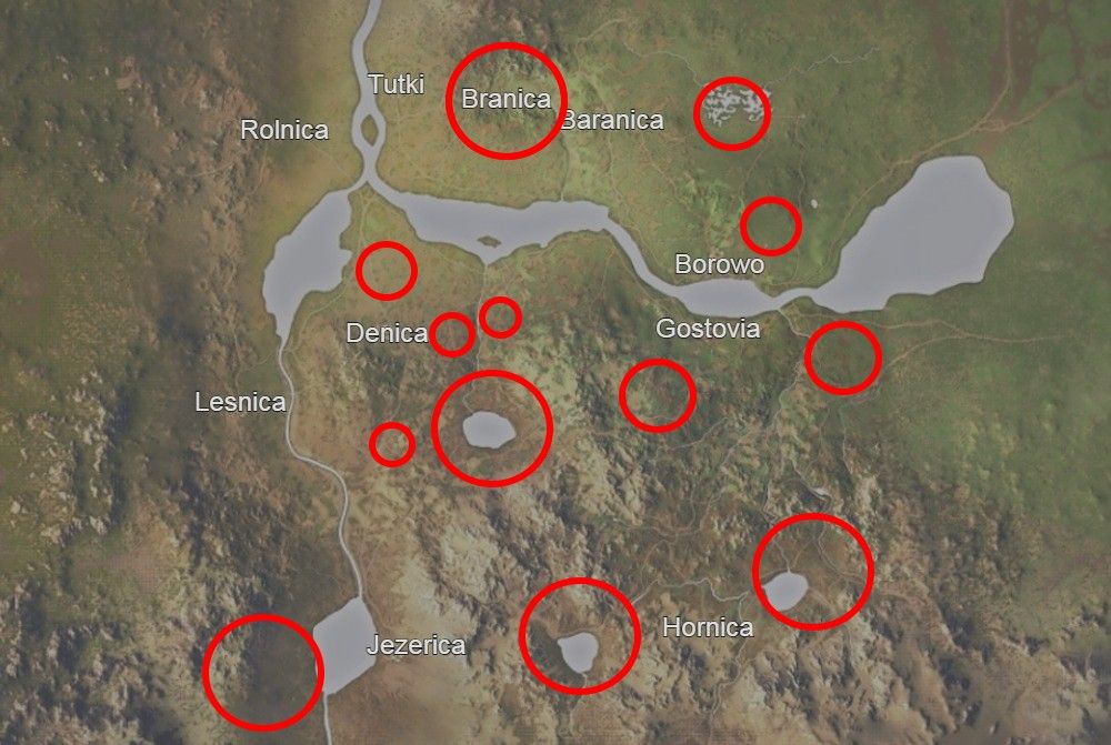 location for foxes circled on map