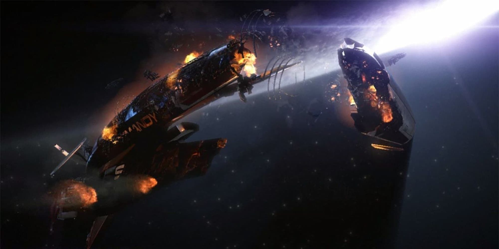 The destruction of the Normandy in Mass Effect 2.