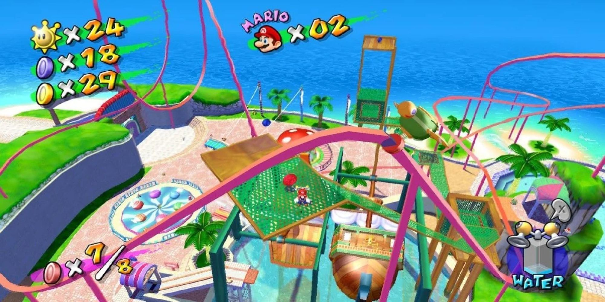 Mario looks over Pinna Park in Super Mario Sunshine