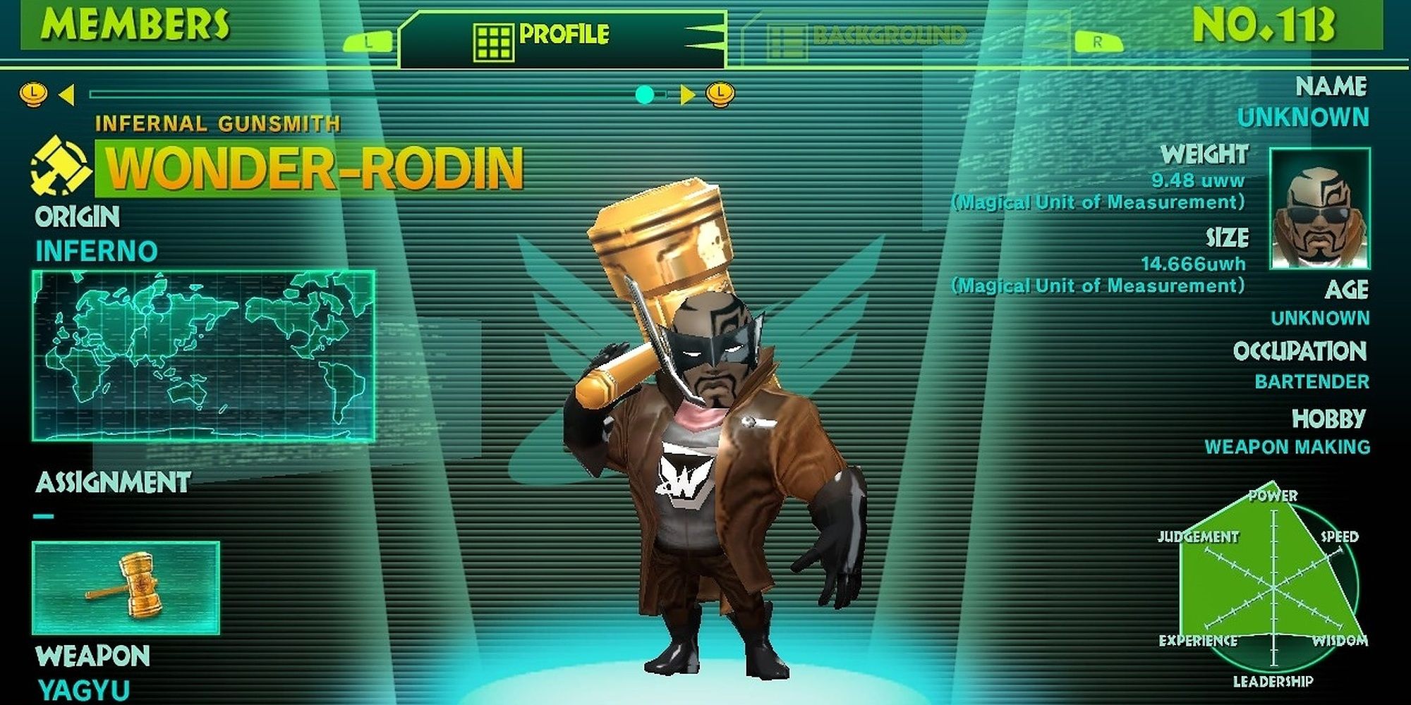 Wonder-Rodin character screen in The Wonderful 101