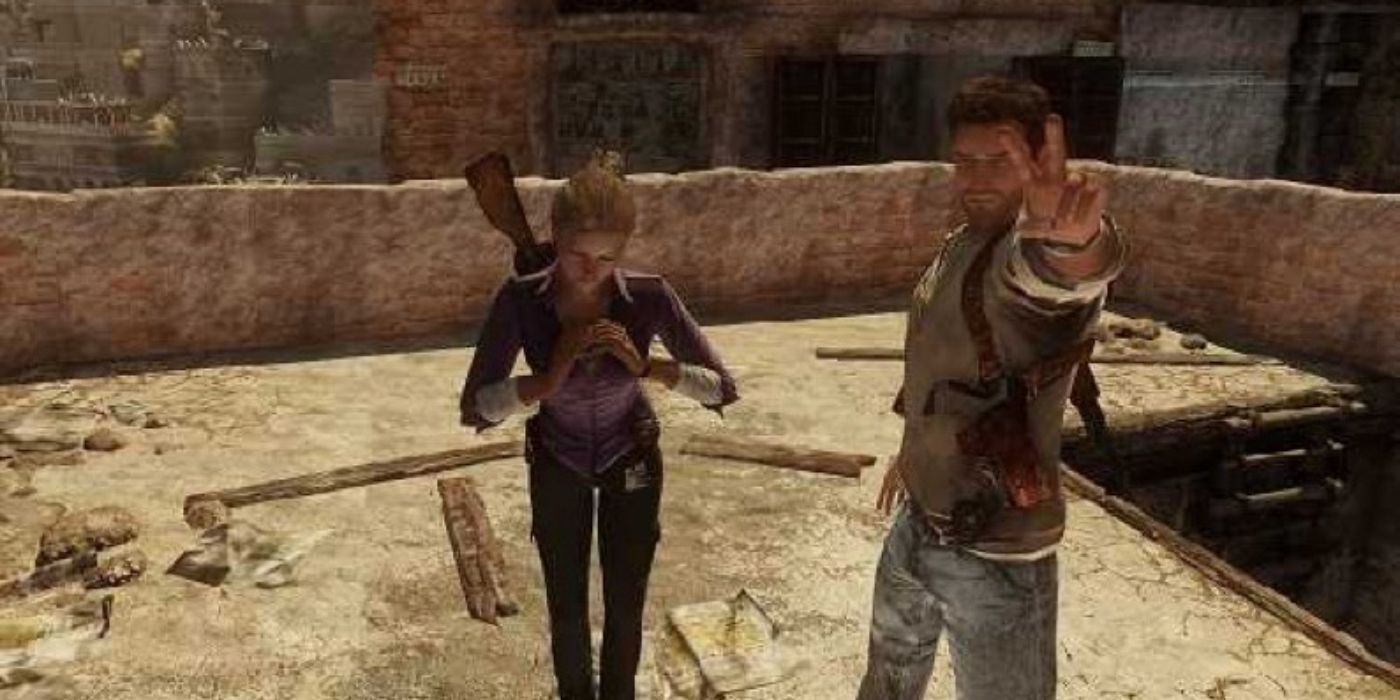 Uncharted's Elena and Nathan Drake show signs of love and peace respectively in Uncharted 3's multiplayer