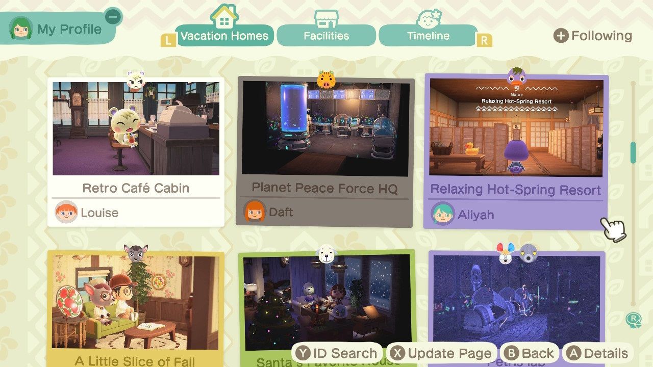 Animal Crossing New Horizons Happy Home Paradise showroom menu