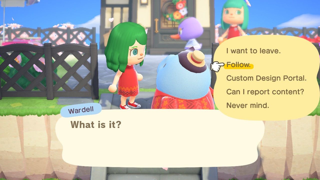 Animal Crossing New Horizons Happy Home Paradise speaking to Wardell when touring
