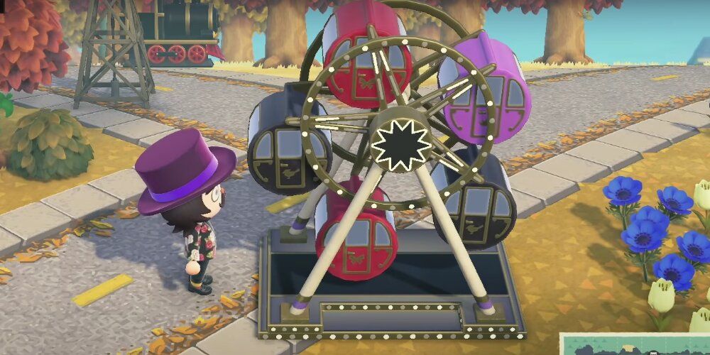A Screenshot Of Animal Crossing Game Play Showing The Ferris Wheel On A Player's Island.