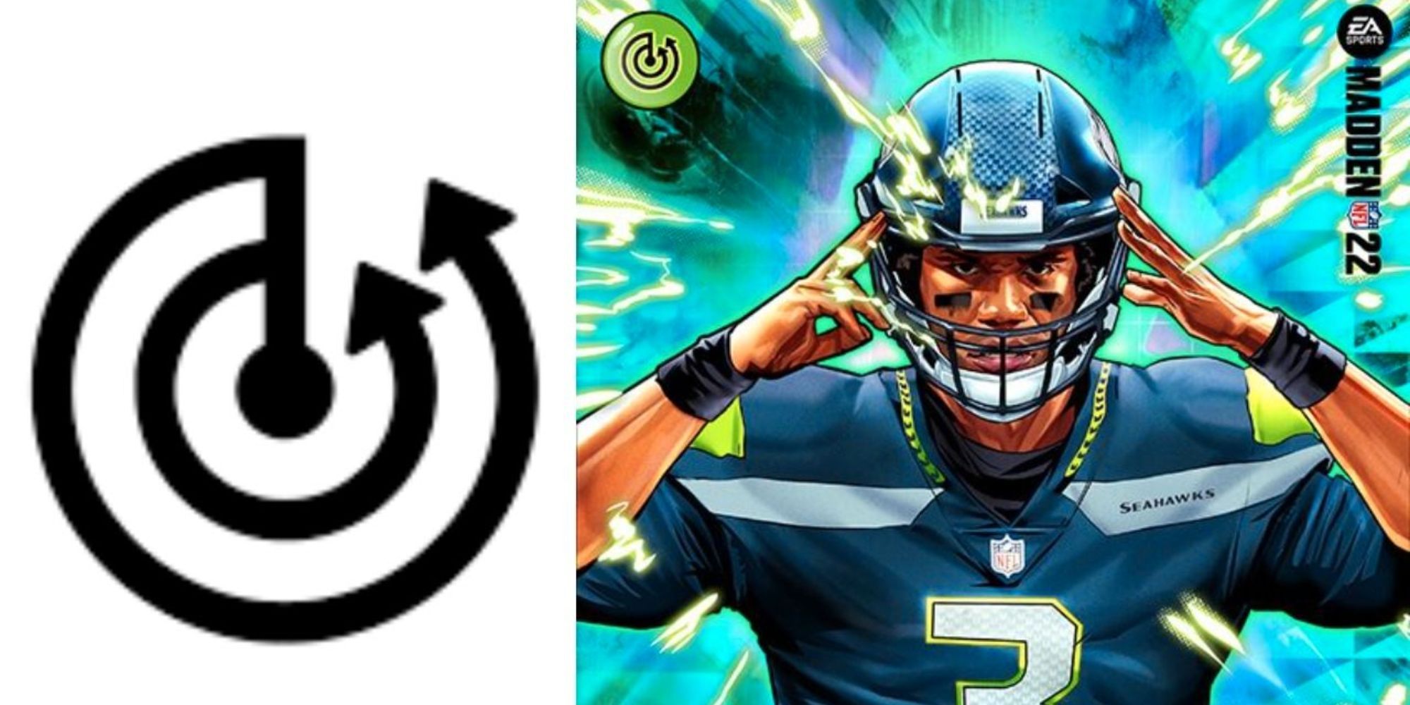 Blitz Radar logo on left with Russel Wilson card art on right