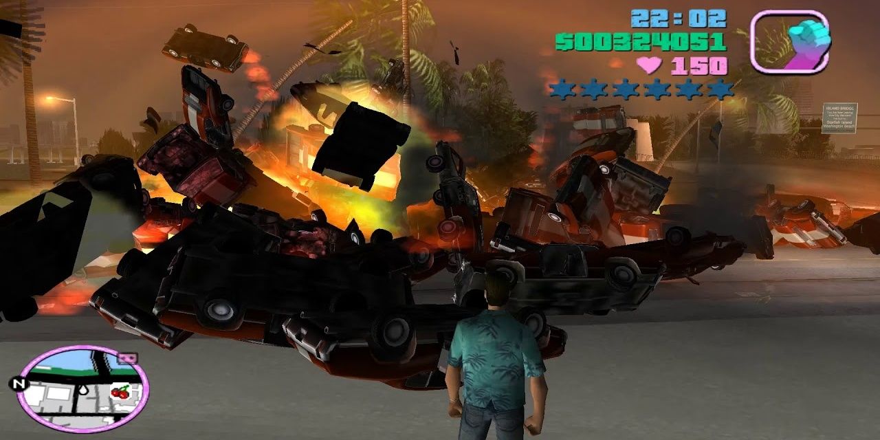 Cars blowing up in GTA Vice City
