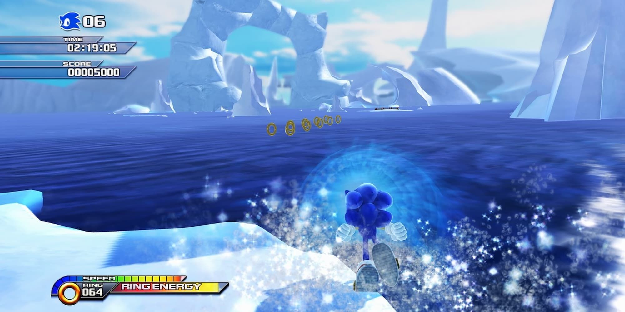 Sonic running across water in Cool Edge