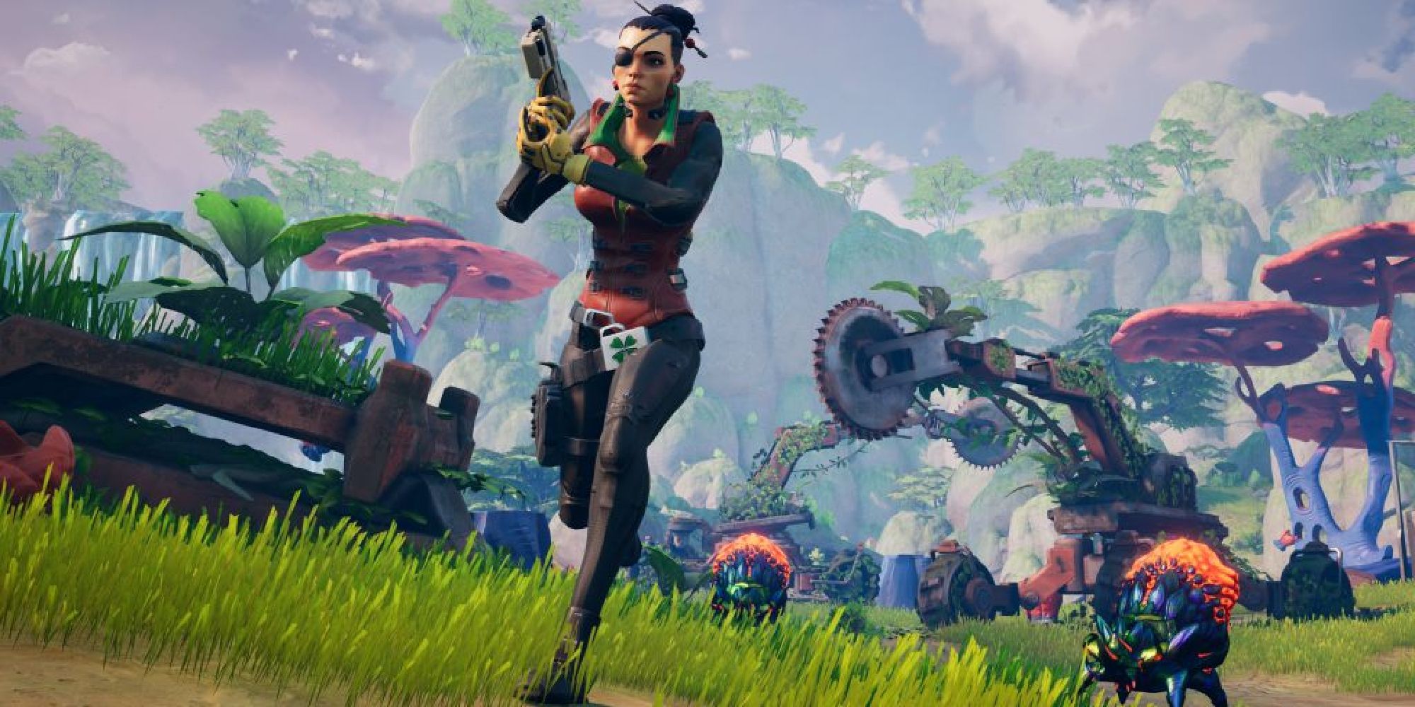 Cycle Frontier woman running from insect monsters