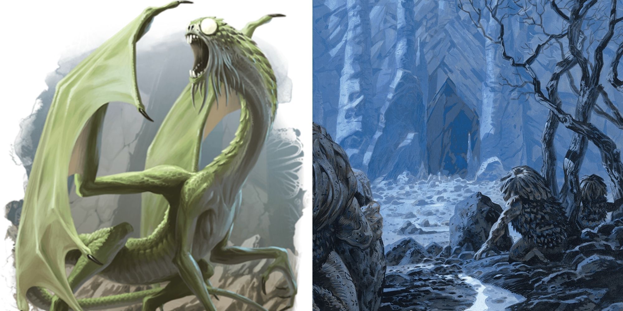D&D The Wild Beyond The Witchlight - Jabberwock - Korreds hiding outside cave entrance