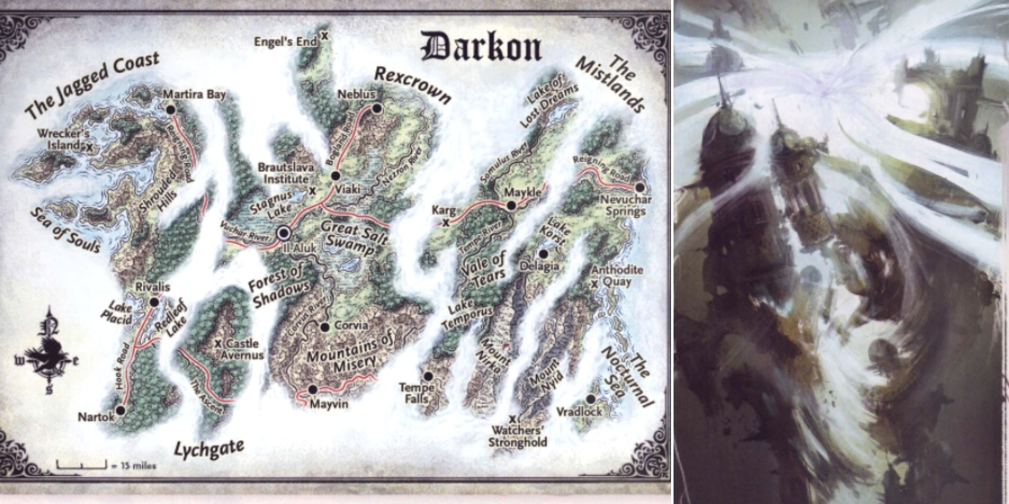 D&D Van Richten's Guide To Ravenloft - Darkon Domain Of Dread Map - Castle Avernus destroyed by the mists 