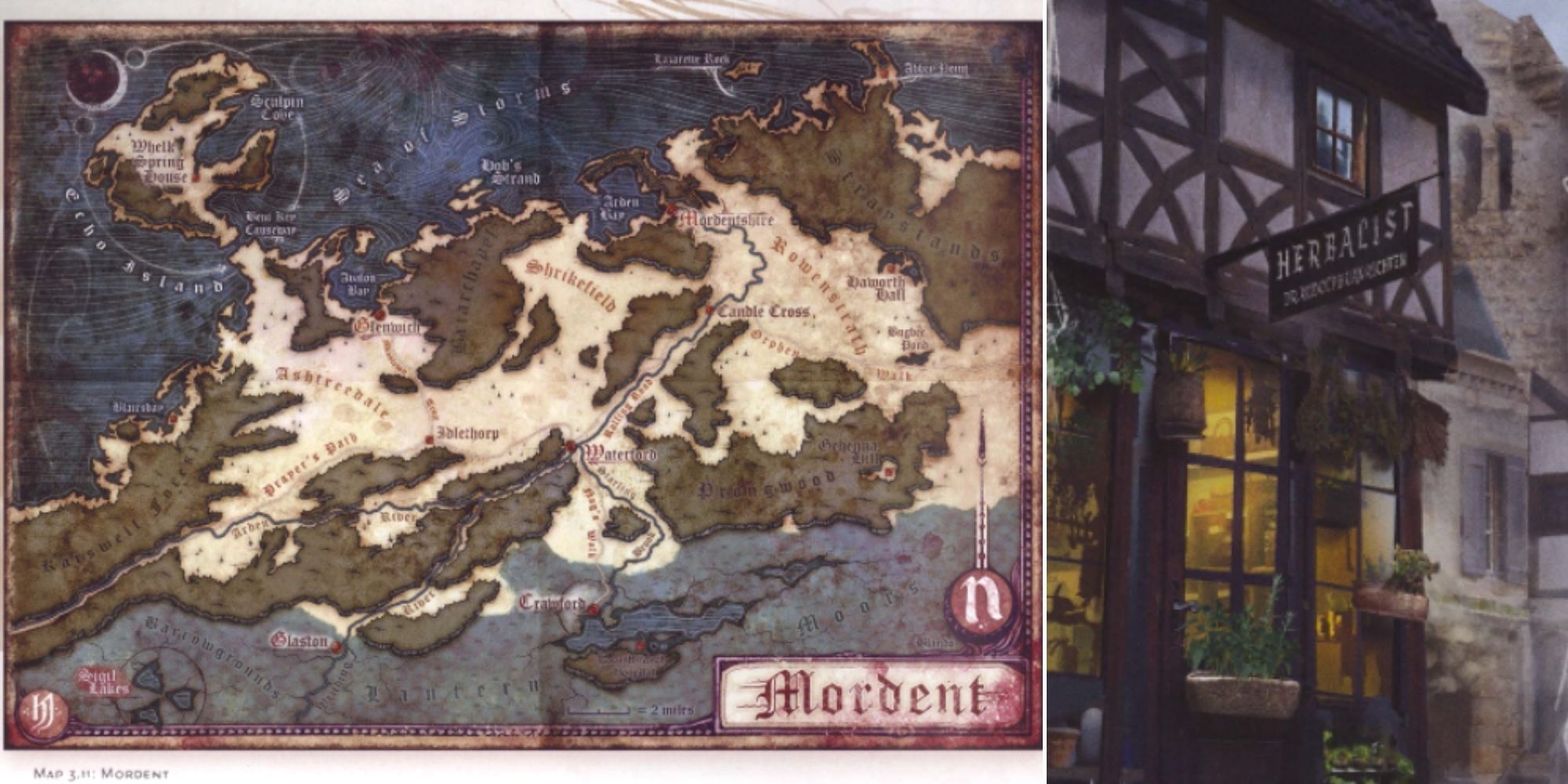 D&D Van Richten's Guide To Ravenloft - Mordent Domain Of Dread Map - Van Richten's Herbalist Shop in Mordentshire