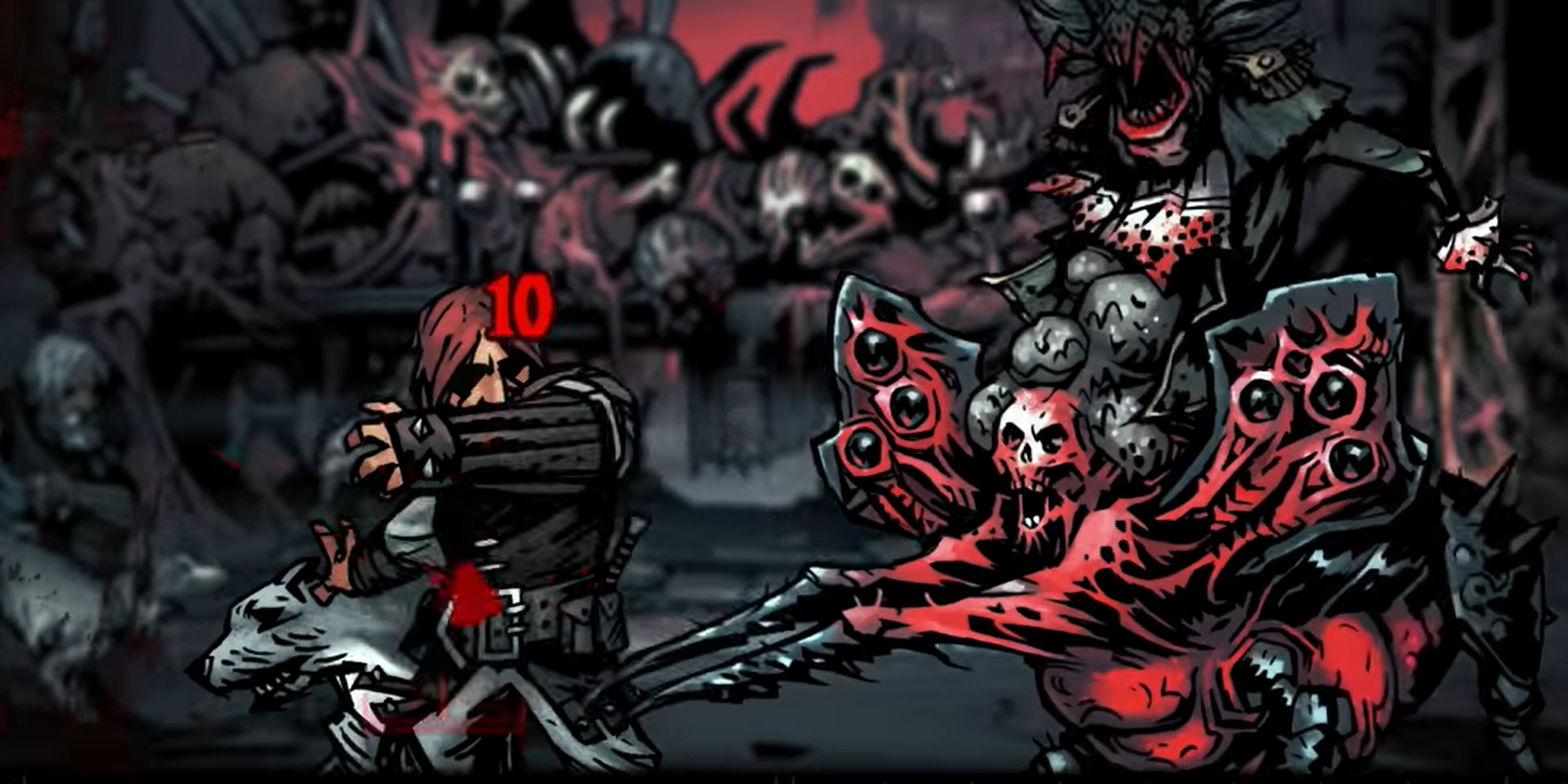 Darkest Dungeon Viscount Attacking Hound Master