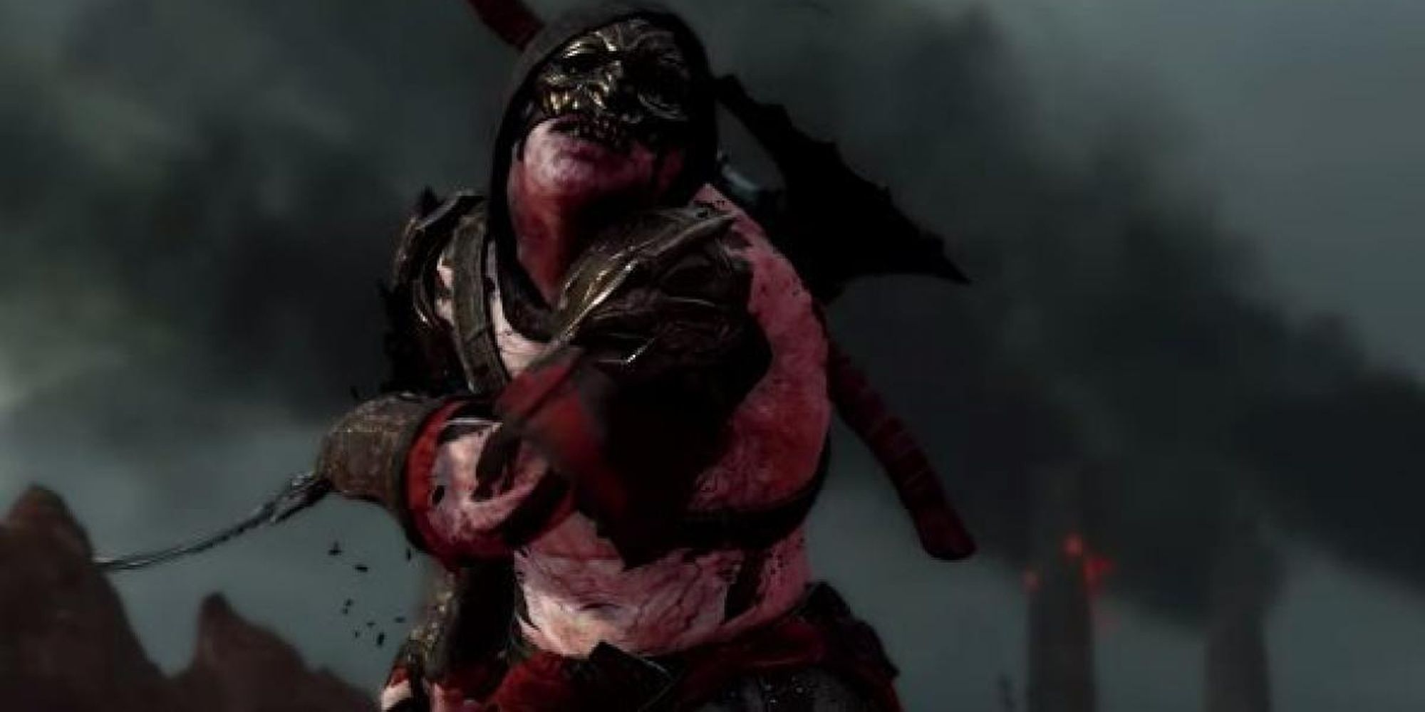Darkest Tribe Orc from Shadow of War Attacking Cropped