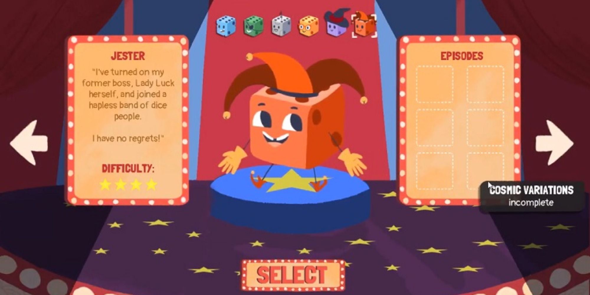 Dicey Dungeon Jester Character
