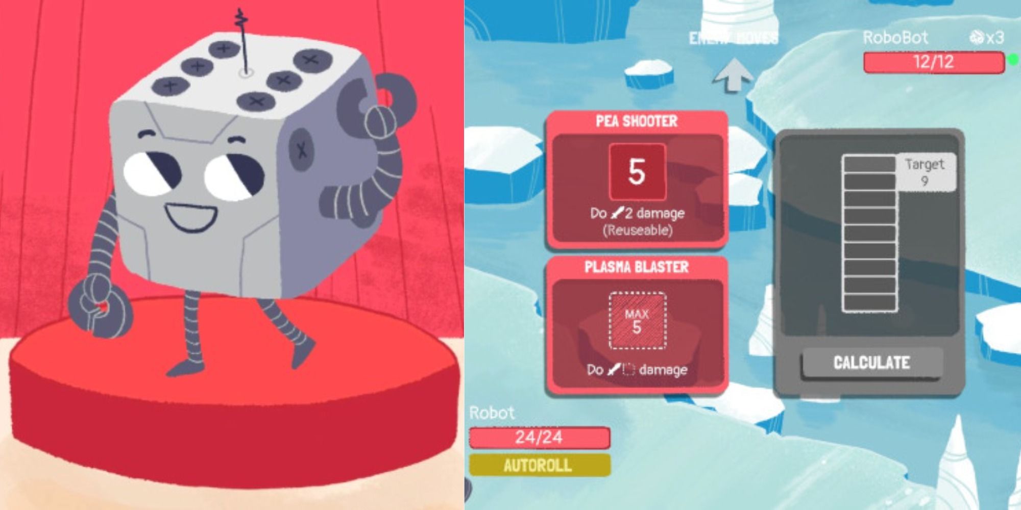 Dicey Dungeon Robot Character and dice gamble