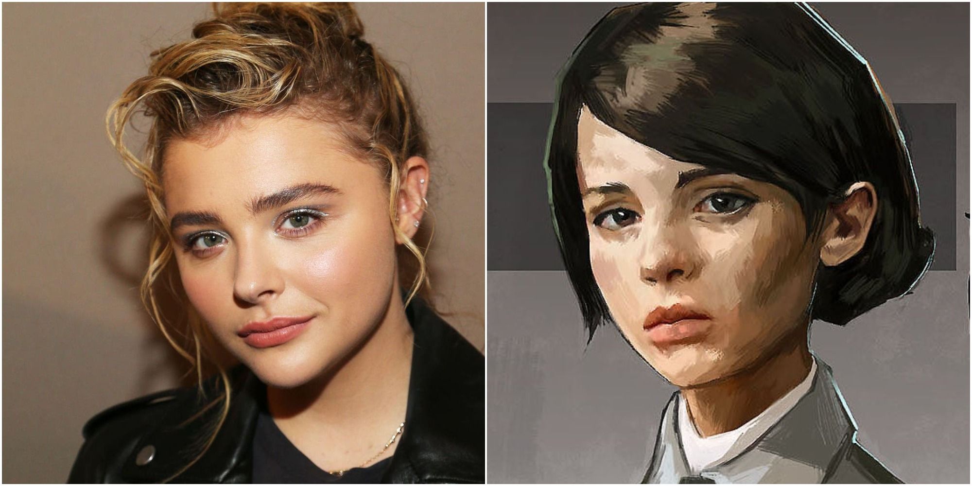 A picture of Chloë Grace Moretz and a painting of Emily Kaldwin