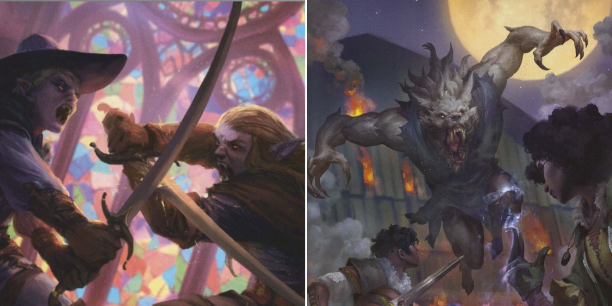 Dungeons And Dragons - Two Dhampir fighting - A werewolf attack