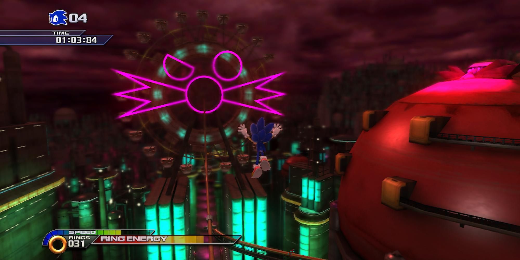 Sonic mid-air in Eggmanland