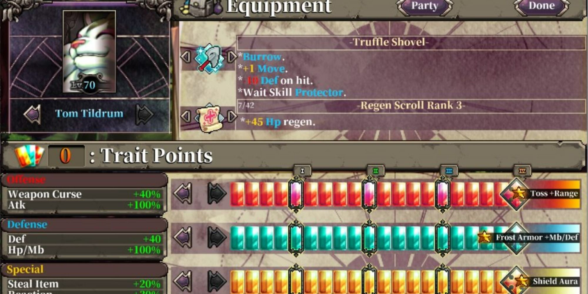 Fae Tactics Tom Tildrum stats