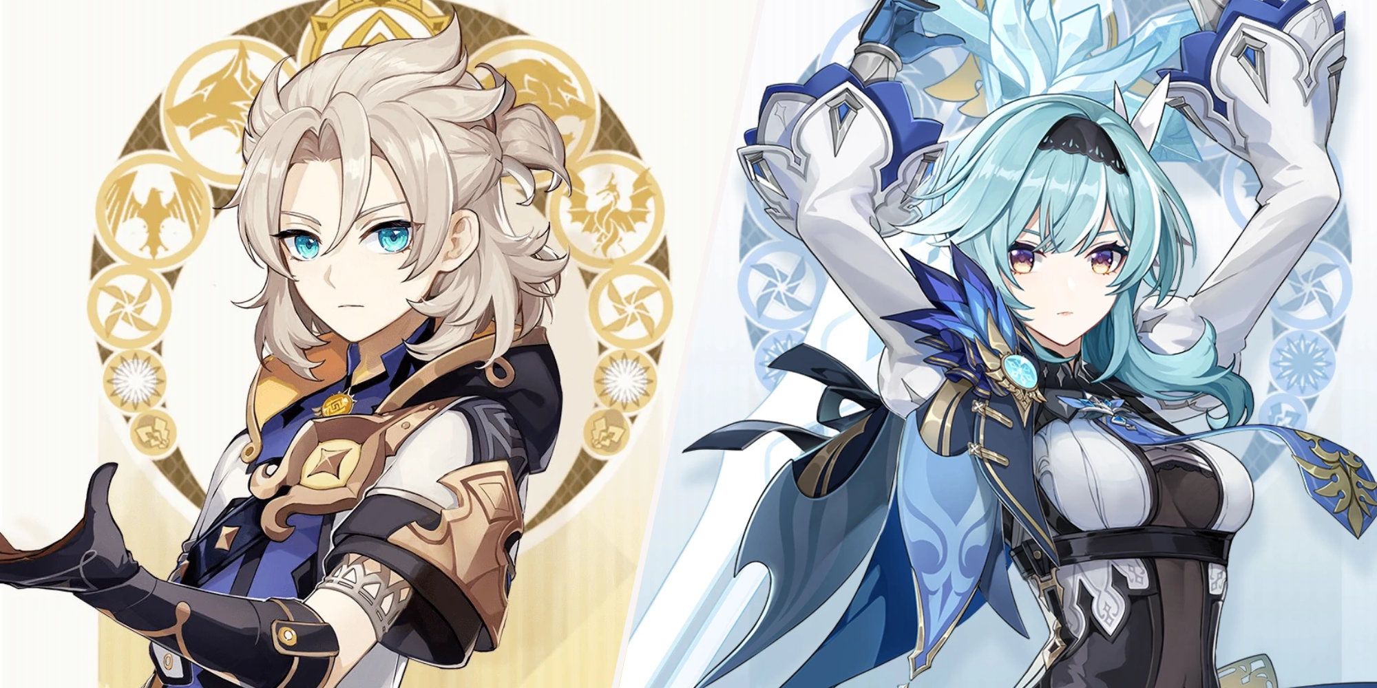 Genshin Impact Albedo Vs Eula art cards