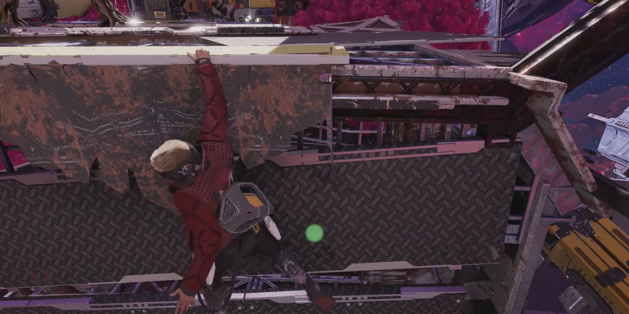 Guardians Of The Galaxy Screenshot Of Star-Lord Hanging On