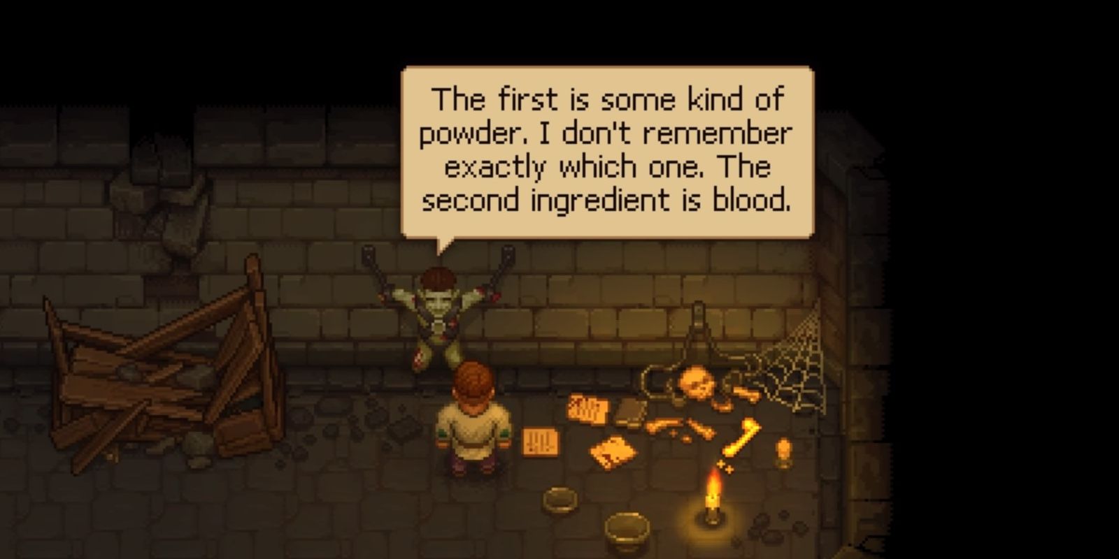 Gunter teaching the main character about zombie powder