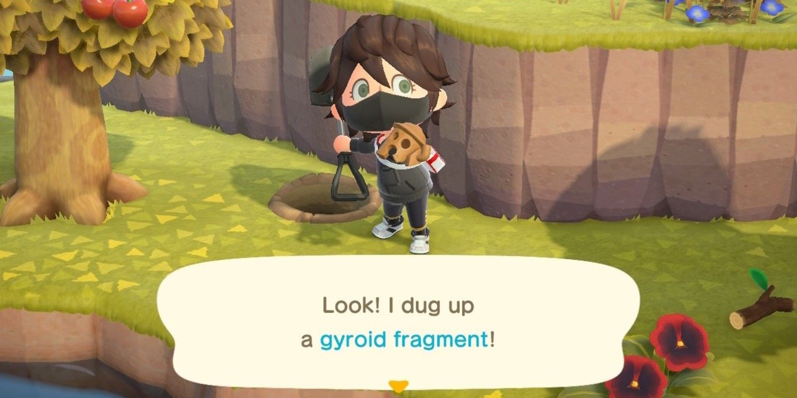 animal crossing new horizons 2.0 villager digging gyroid fragment
