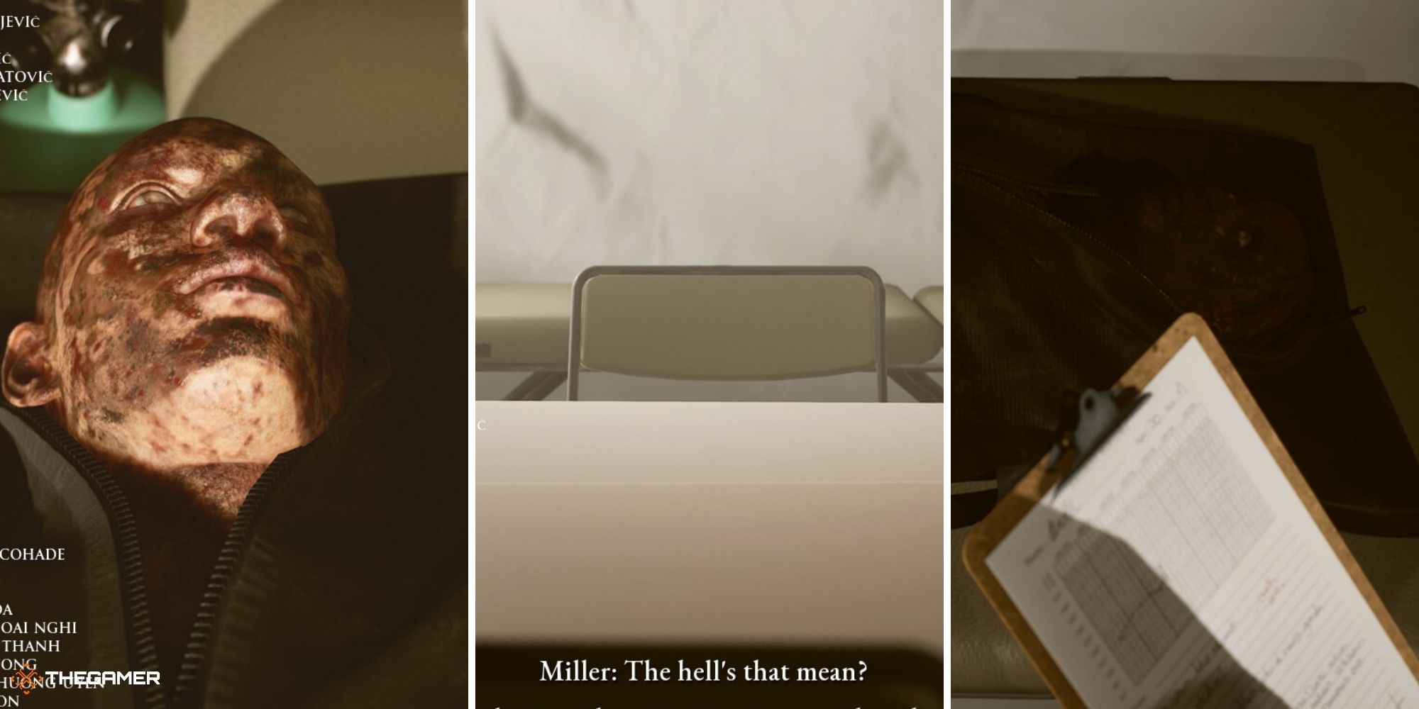 House of Ashes - Daylight (Epilogue) - Nick on left, Salim's empty chair in centre, Rachel on right
