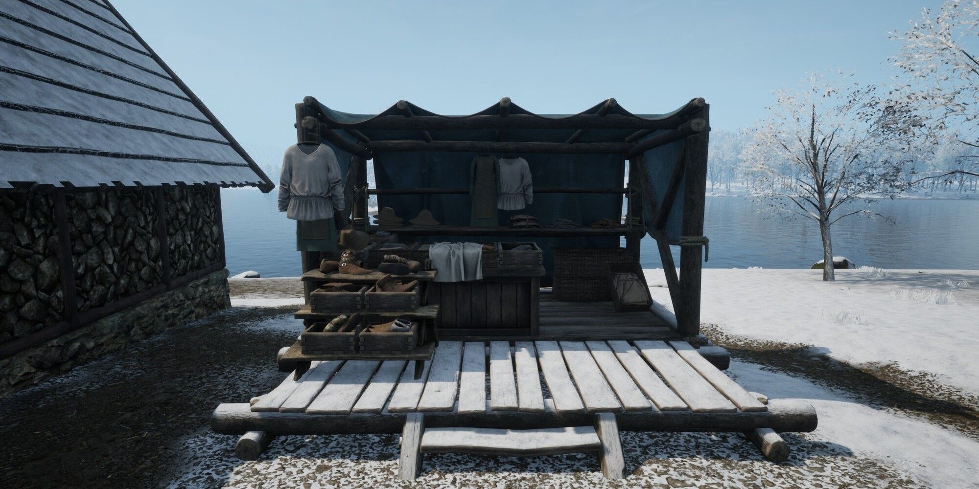 vendor stall with variety of clothes