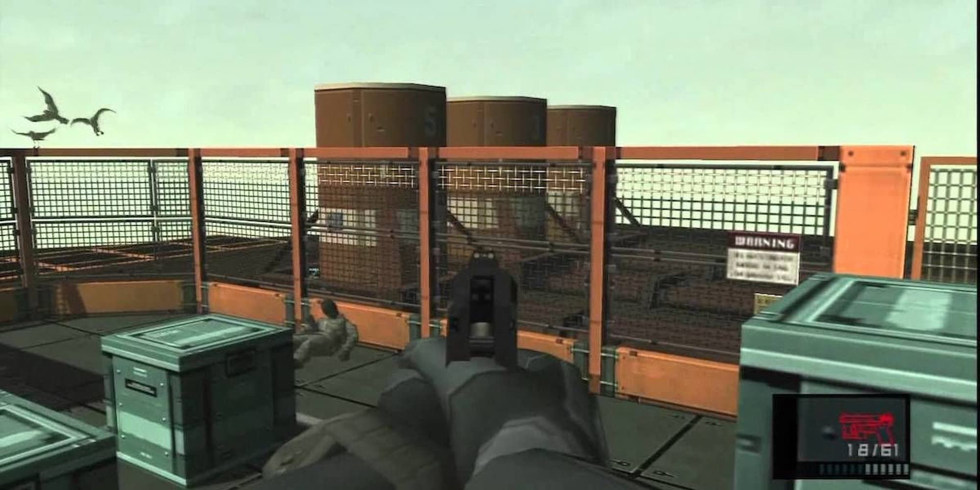 Aiming at seagulls as Raiden in MGS 2