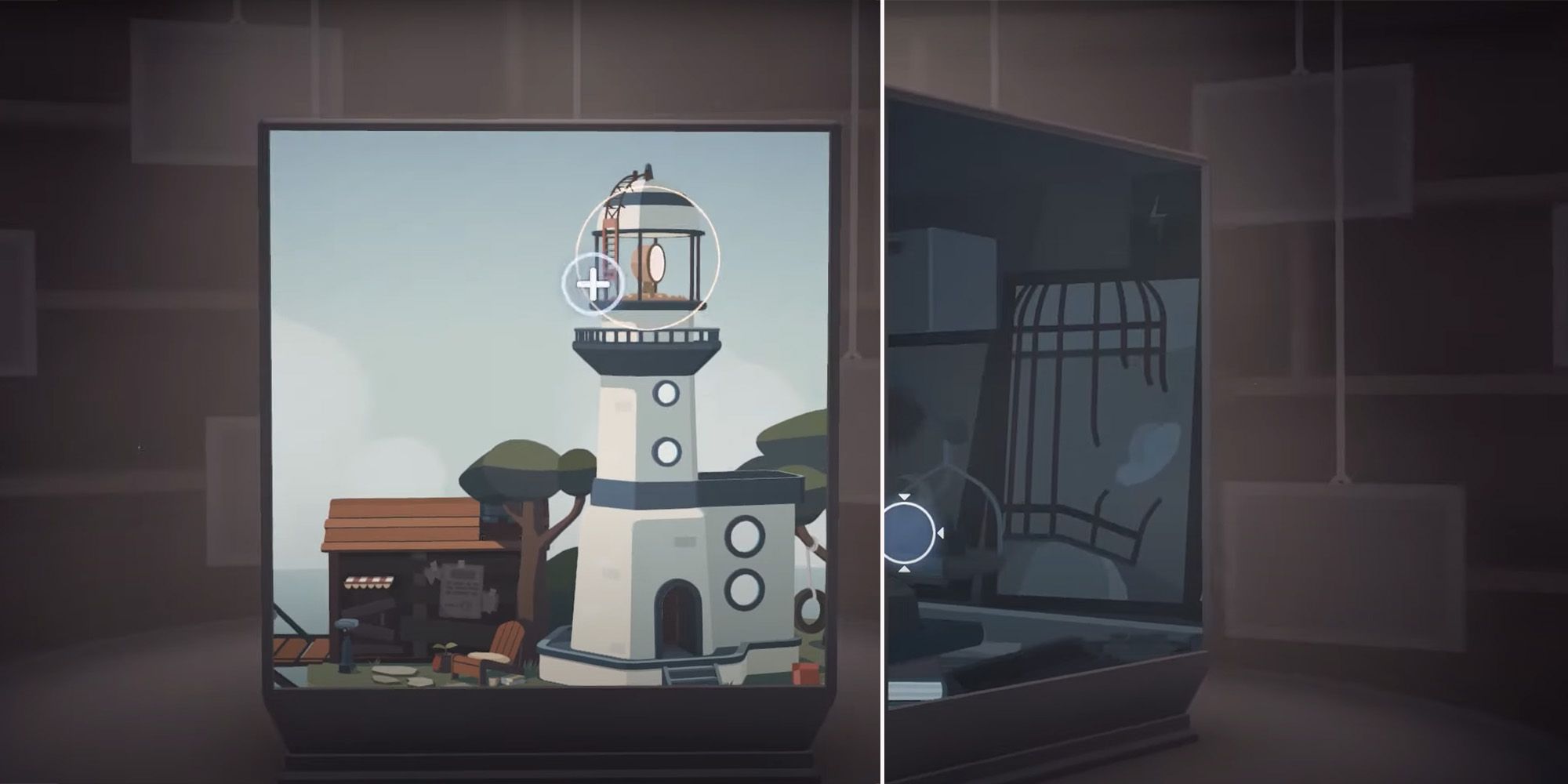 Moncage screenshot showing how Silhouettes can be used to solve puzzles